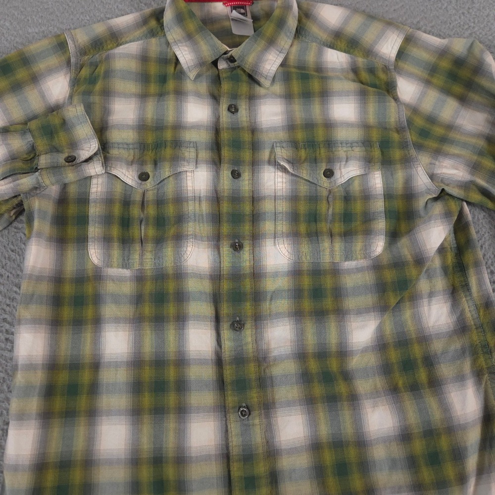 The North Face Shirt Mens M‎ Green Plaid Cotton Long Sleeve Button Down Pocket